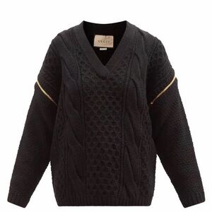 Gucci Black and Gold Cable Knit Sweater